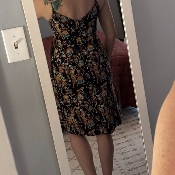 Partying skeletons /Day of the Dead dress by Paper Doll Productions XS - Picture 2 of 13